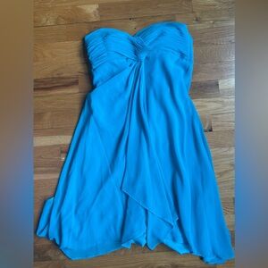 David's Bridal Strapless Chiffon Dress in Bright Turquoise